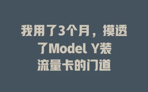 我用了3个月，摸透了Model Y装流量卡的门道