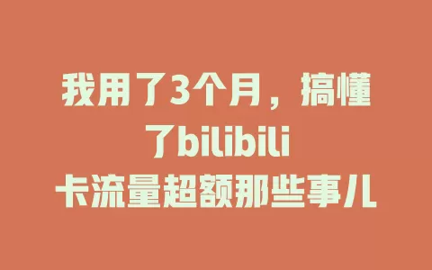 我用了3个月，搞懂了bilibili卡流量超额那些事儿