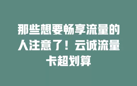 那些想要畅享流量的人注意了！云诚流量卡超划算