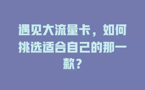 遇见大流量卡，如何挑选适合自己的那一款？