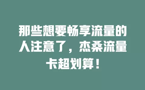 那些想要畅享流量的人注意了，杰桑流量卡超划算！