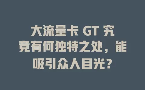大流量卡 GT 究竟有何独特之处，能吸引众人目光？