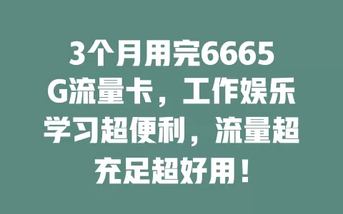3个月用完6665G流量卡，工作娱乐学习超便利，流量超充足超好用！