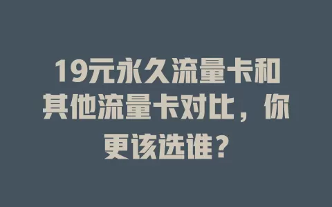 19元永久流量卡和其他流量卡对比，你更该选谁？
