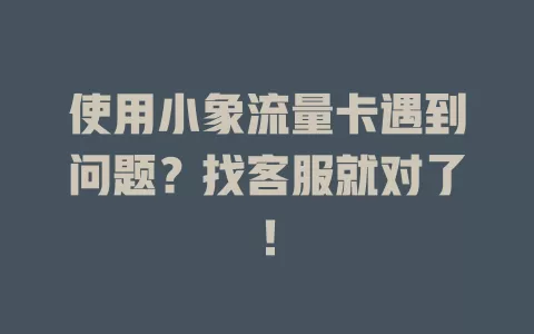 使用小象流量卡遇到问题？找客服就对了！