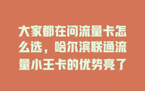 大家都在问流量卡怎么选，哈尔滨联通流量小王卡的优势亮了