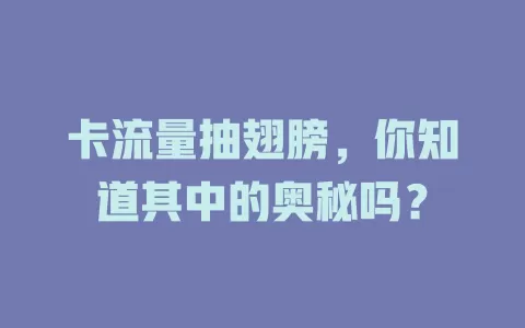 卡流量抽翅膀，你知道其中的奥秘吗？