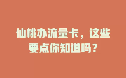 仙桃办流量卡，这些要点你知道吗？