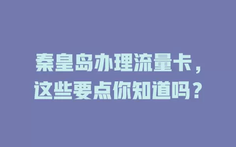 秦皇岛办理流量卡，这些要点你知道吗？