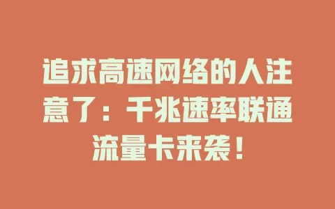 追求高速网络的人注意了：千兆速率联通流量卡来袭！
