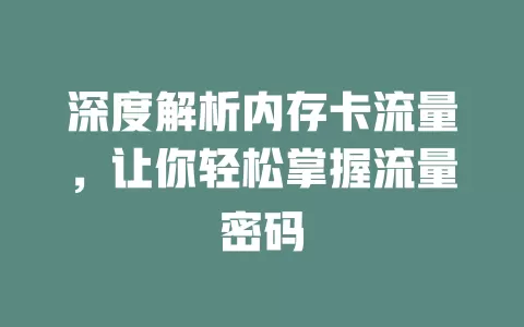 深度解析内存卡流量，让你轻松掌握流量密码