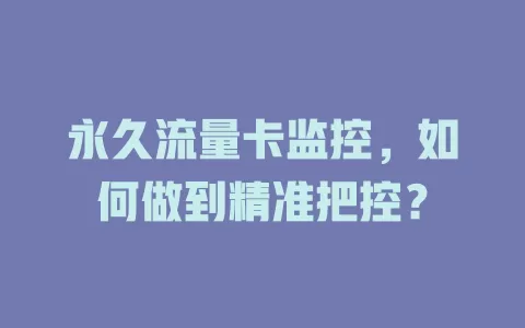 永久流量卡监控，如何做到精准把控？