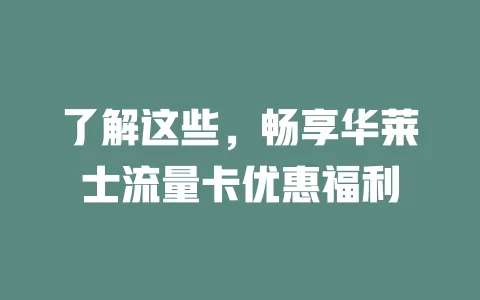 了解这些，畅享华莱士流量卡优惠福利