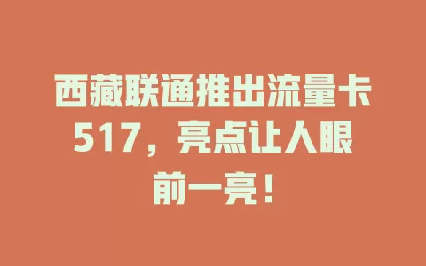 西藏联通推出流量卡517，亮点让人眼前一亮！