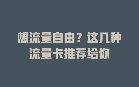 想流量自由？这几种流量卡推荐给你