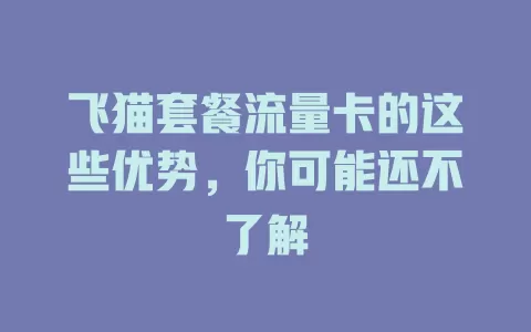 飞猫套餐流量卡的这些优势，你可能还不了解