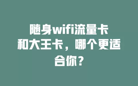 随身wifi流量卡和大王卡，哪个更适合你？