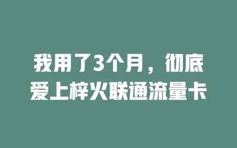 我用了3个月，彻底爱上梓火联通流量卡