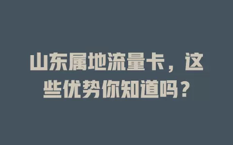 山东属地流量卡，这些优势你知道吗？