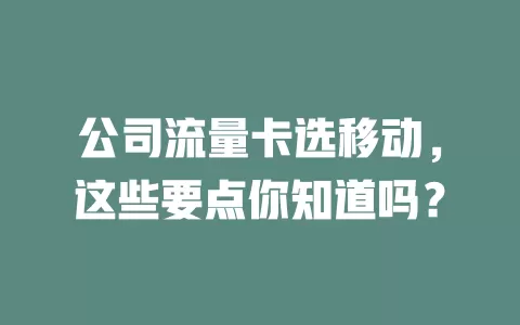 公司流量卡选移动，这些要点你知道吗？
