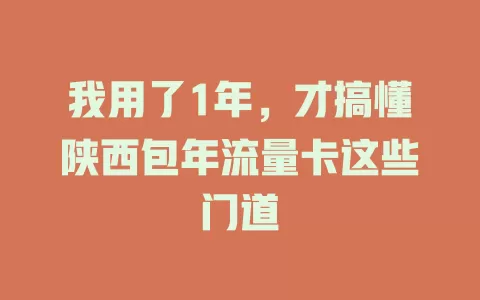 我用了1年，才搞懂陕西包年流量卡这些门道