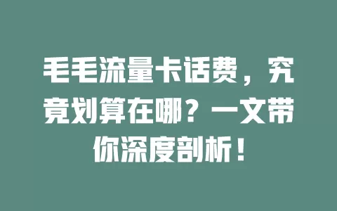毛毛流量卡话费，究竟划算在哪？一文带你深度剖析！