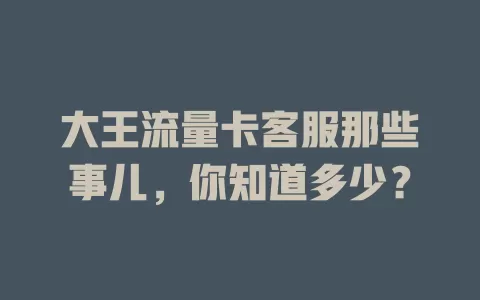 大王流量卡客服那些事儿，你知道多少？
