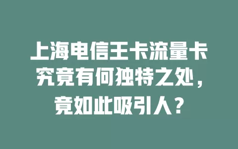 上海电信王卡流量卡究竟有何独特之处，竟如此吸引人？