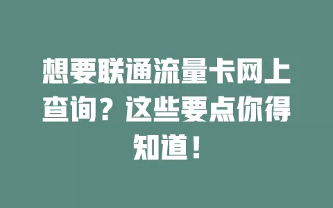 想要联通流量卡网上查询？这些要点你得知道！
