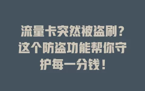 流量卡突然被盗刷？这个防盗功能帮你守护每一分钱！