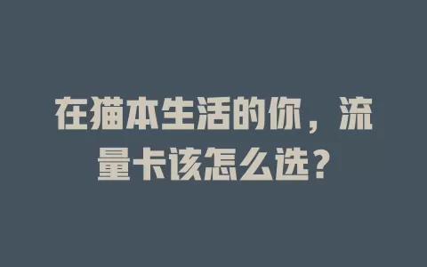 在猫本生活的你，流量卡该怎么选？