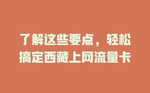了解这些要点，轻松搞定西藏上网流量卡