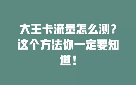 大王卡流量怎么测？这个方法你一定要知道！
