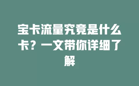 宝卡流量究竟是什么卡？一文带你详细了解