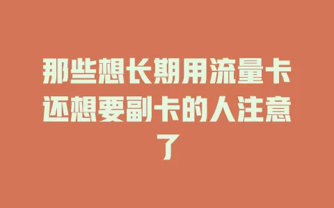 那些想长期用流量卡还想要副卡的人注意了