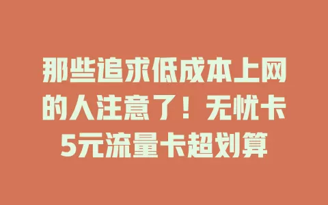 那些追求低成本上网的人注意了！无忧卡5元流量卡超划算