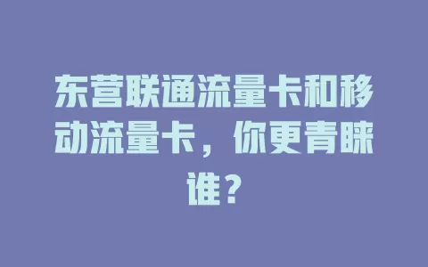 东营联通流量卡和移动流量卡，你更青睐谁？