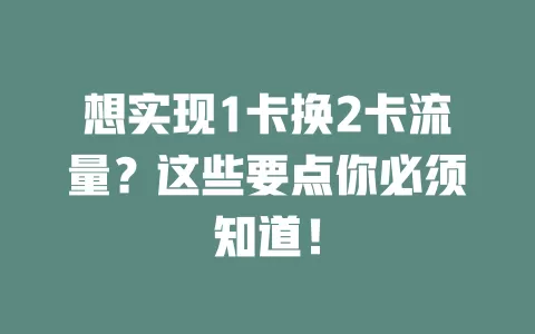 想实现1卡换2卡流量？这些要点你必须知道！