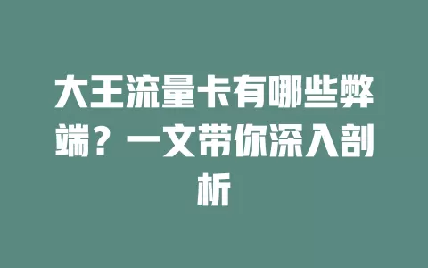 大王流量卡有哪些弊端？一文带你深入剖析