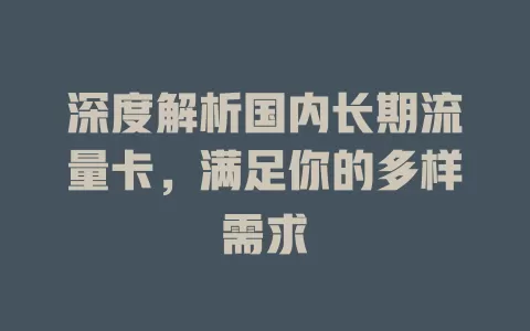 深度解析国内长期流量卡，满足你的多样需求