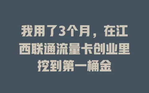 我用了3个月，在江西联通流量卡创业里挖到第一桶金
