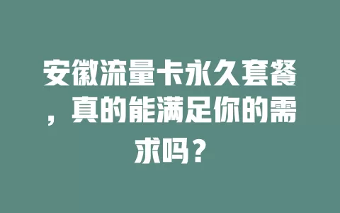 安徽流量卡永久套餐，真的能满足你的需求吗？