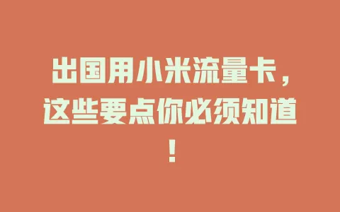 出国用小米流量卡，这些要点你必须知道！