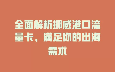 全面解析挪威港口流量卡，满足你的出海需求