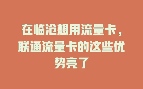 在临沧想用流量卡，联通流量卡的这些优势亮了