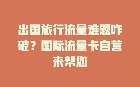 出国旅行流量难题咋破？国际流量卡自营来帮您