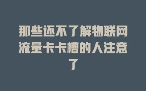 那些还不了解物联网流量卡卡槽的人注意了