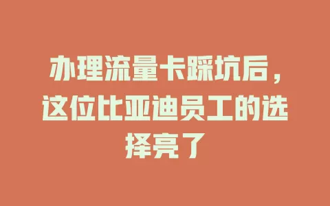 办理流量卡踩坑后，这位比亚迪员工的选择亮了