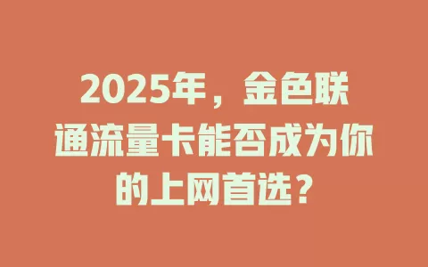 2025年，金色联通流量卡能否成为你的上网首选？