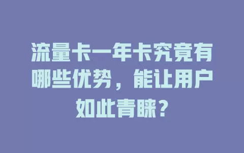 流量卡一年卡究竟有哪些优势，能让用户如此青睐？